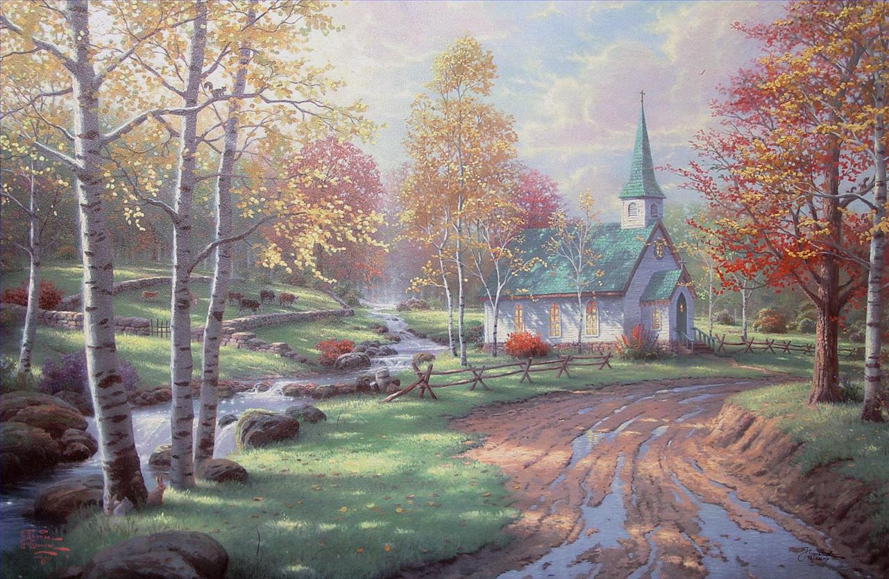 La chapelle d’Aspen Thomas Kinkade Peintures à l'huile